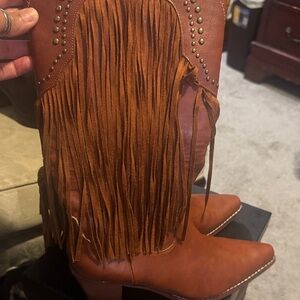 Fringed Brown Western Boots